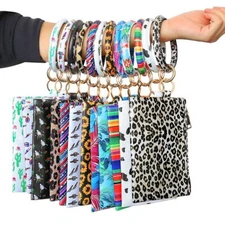 Clutch Wristlet Bracelets Keychain-Leather Phone Wallet Key Rings Women Bracelet