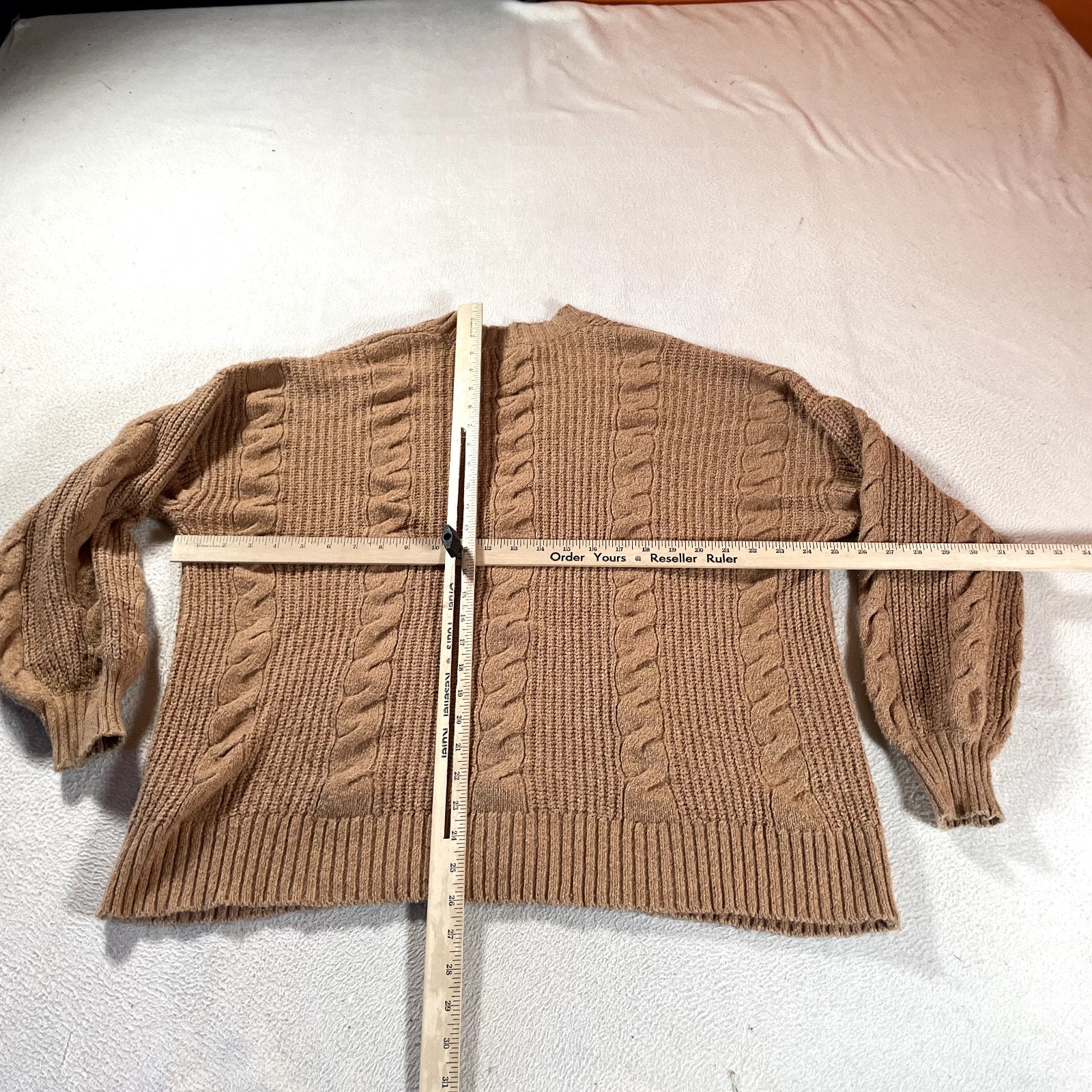 American Eagle Sweater Womens Tan Ribbed Chunky Knit Button Grandma Core V Neck