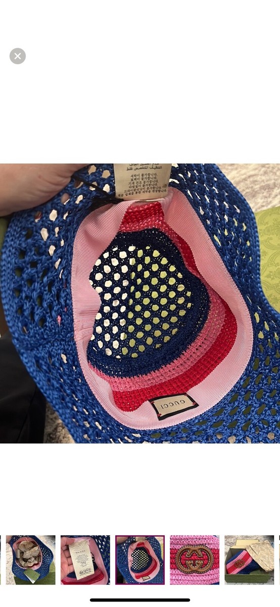 NWT GUCCI RAFFIA-EFFECT VISCOSE BUCKET HAT $ 750 | eBay