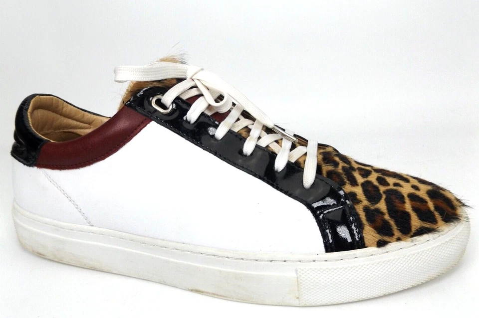 Tenis Belstaff para mujer de cuero blanco mezcla de leopardo estilo de vida de caña baja talla 9,5 Foto 2 de 4