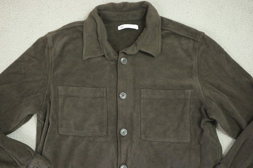 Zara Button Up Shirt Men's Size Large Algodon Cotton Brown Long Sleeve - Picture 5 of 10