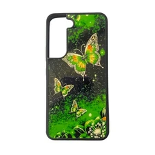 Samsung Galaxy S22 Cell Phone Case Cover Green with Butterflies