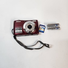 Nikon Coolpix L22 Red Digital Camera 12MP 3.6x Zoom - Bundle Fully Tested