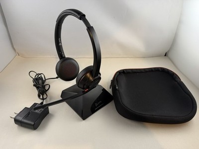 Poly SAVI 8220 UC DECT BT USB Stereo Wireless  Headset  w Charge Stand NO DONGLE