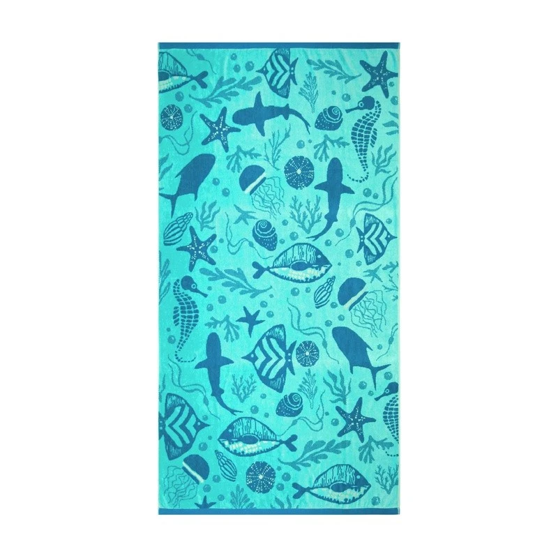 Luxuriously Soft Oversized Sea Life Beach Towel Quick Dry Eco-Friendly Absorbent