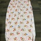 Vintage 80s Dundee Teddy Bear Red Grid Baby Crib Sheet Hobo Flannel