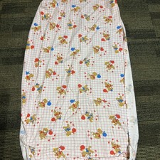 Vintage 80s Dundee Teddy Bear Red Grid Baby Crib Sheet Hobo Flannel