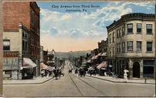 Old Jeannette Pa, Clay Avenue, From Third Street, Westmoreland County, Postcard
