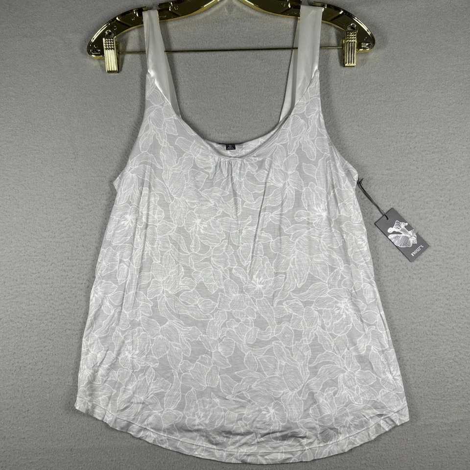 Fleur't Women’s S Pajama Set 2 Piece Gray Cami And Shorts Floral Sleepwear - Image 2 of 4