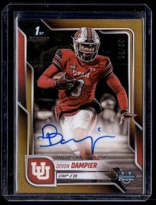 2025 Bowman University Chrome #BCA-DDA Devon Dampier Chrome Autographs Gold #/50