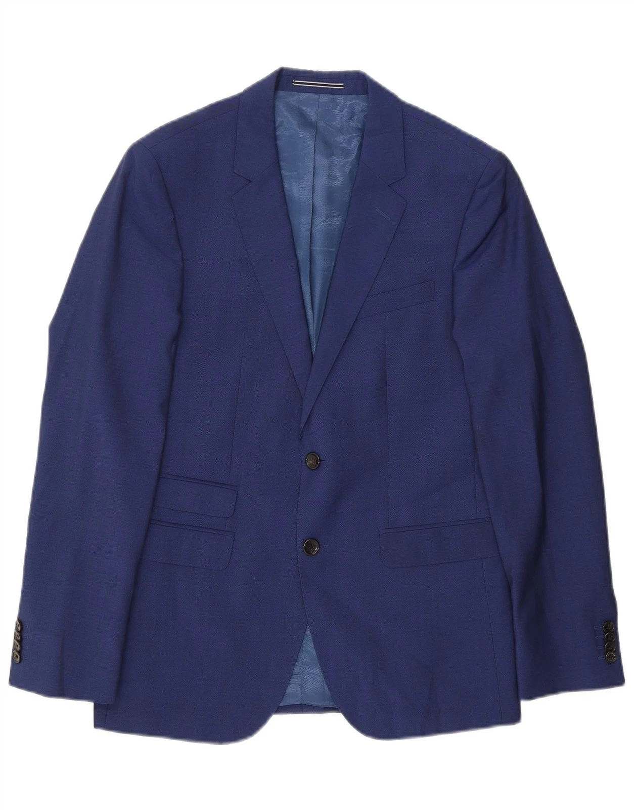 Tommy Hilfiger Mens 2 Button Blazer Jacket IT 46 Small Blue Virgin Wool WU07