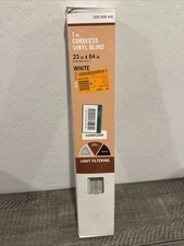 23" W x 64" L 1-in Cordless White Vinyl Light Filtering Mini Blinds Room Durable