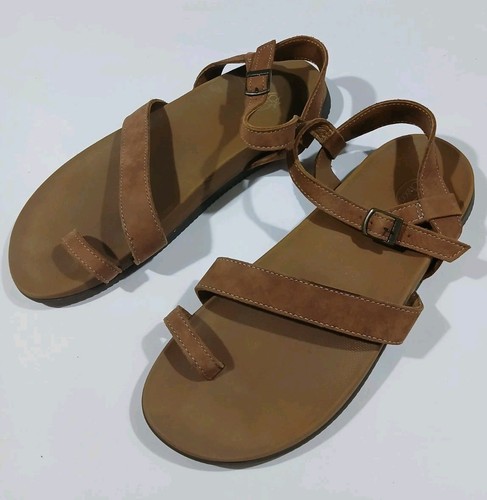 Chaco Tulip Leather Strappy Sandals Size 11 Brown Buckle Open Toe Walking Beach