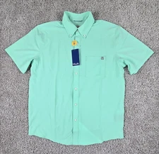 Huk Fishing Kona Shirt  Men's Medium Button Down SS Lightweight Outdoor Mint NWT