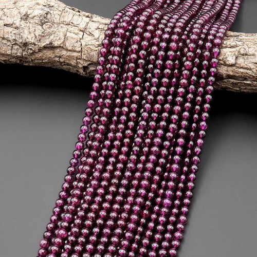 4mm Round Garnet Stone Beads Maroon - Picture 3 of 8