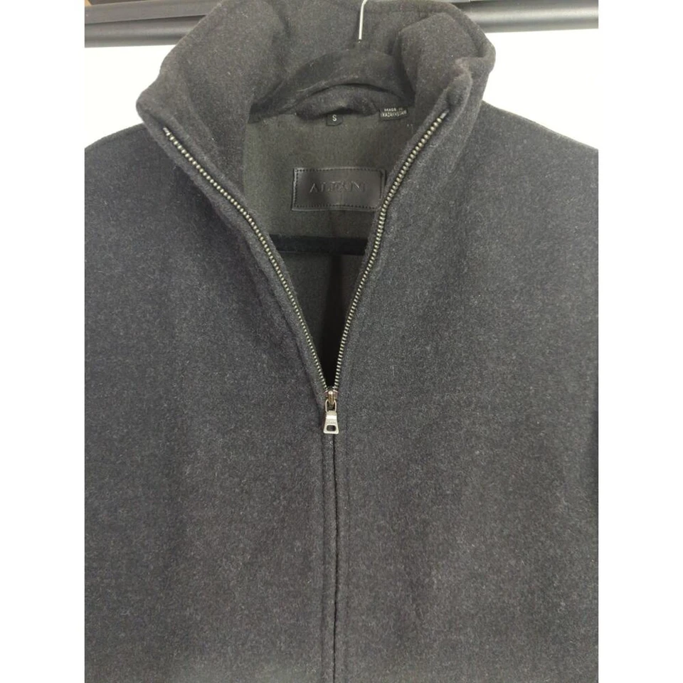 Chaquetas de lana lisa de manga larga con cremallera completa gris oscuro talla pequeña Alfani para hombre Foto 2 de 4