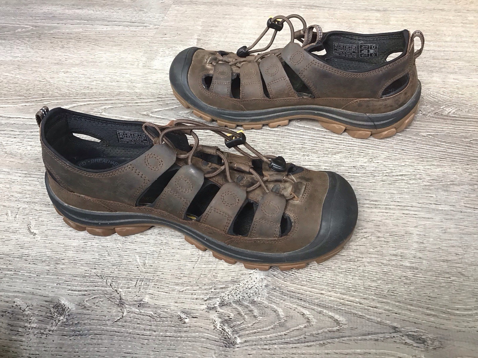 Sandali Keen Glisan impermeabili uomo taglia 11 pelle marrone 13046 pesca escursionismo