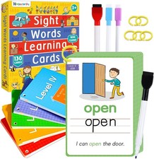 Sight Words Flash Cards Kindergarten, Reusable Small, Orange -