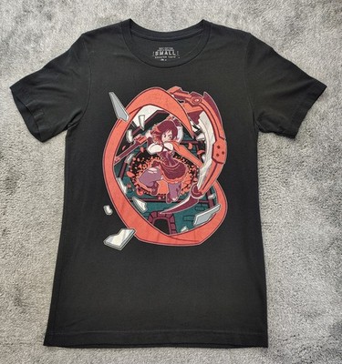 Rooster Teeth RWBY Ruby Rose T-shirt Adult Size Small Black Graphic Anime