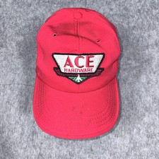Vintage Ace Hardware Snapback Hat Mens Large Red Nylon AJD Cap USA Made 80s