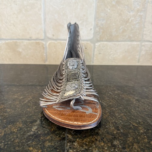 Sandali Sam Edelman Nocciola in Gabbia Gladiatore Pietra Taglia 9,5 Gioielli Metallizzati - Foto 3 di 14