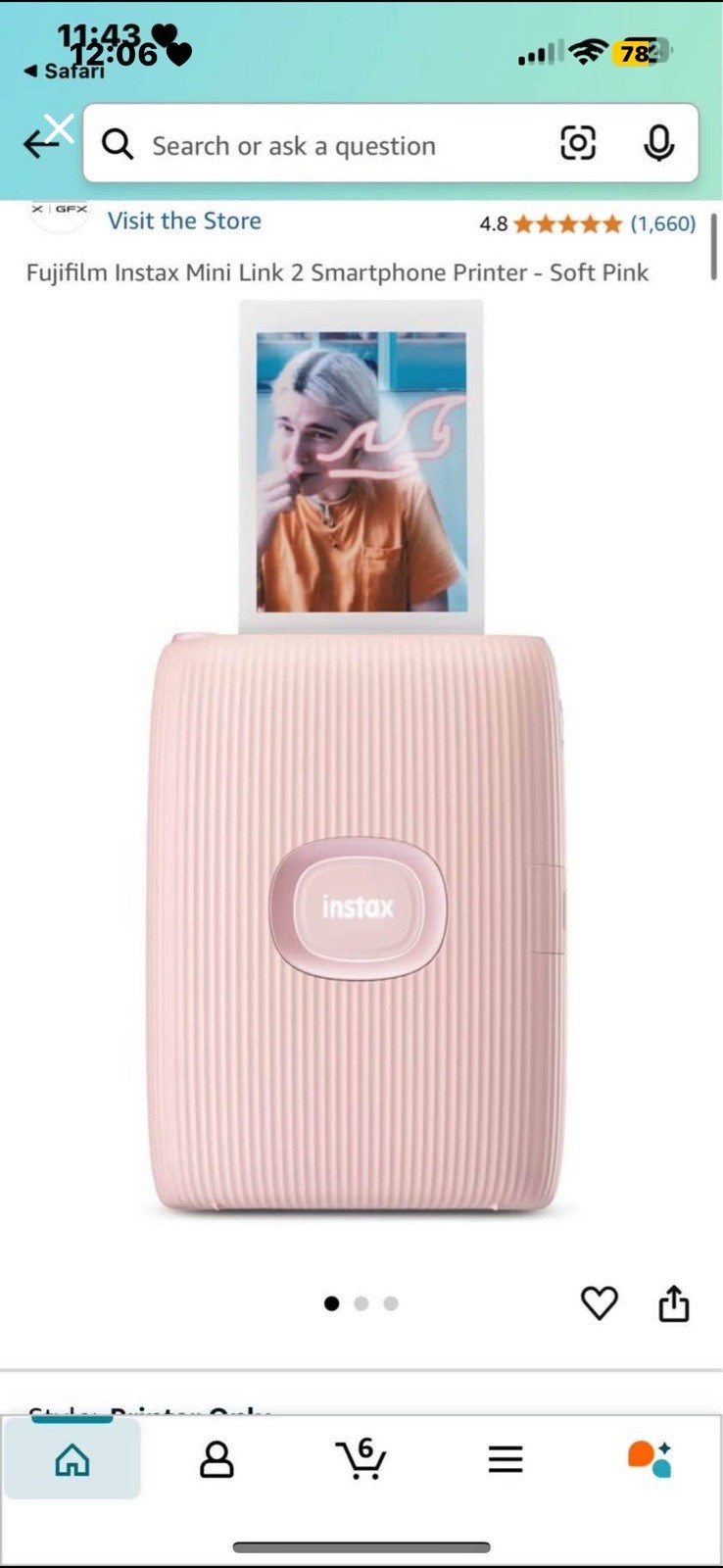 Fujifilm Instax Mini Link Pink Smartphone Photo Printer