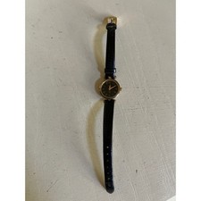 Vtg Gucci 2000L Sherry Line Ladies Watch Black Gold Tone Roman Numerals Leather