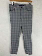 Tommy Hilfiger Stretch Plaid Pants Size 6 Grey Gray
