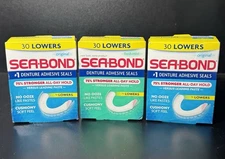 3 Pack Sea-Bond Lower Adhesive Denture Seals, Original, 30 Ct 1 Pack Upper