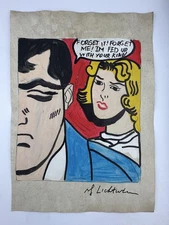 Roy Lichtenstein COA Art Painting Original Drawing Vintage Paper Signed