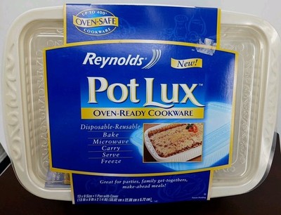 New Reynolds Pot LuxOven Ready Cookware Reusable Lasagna Pan With Cover 13x9 Vtg