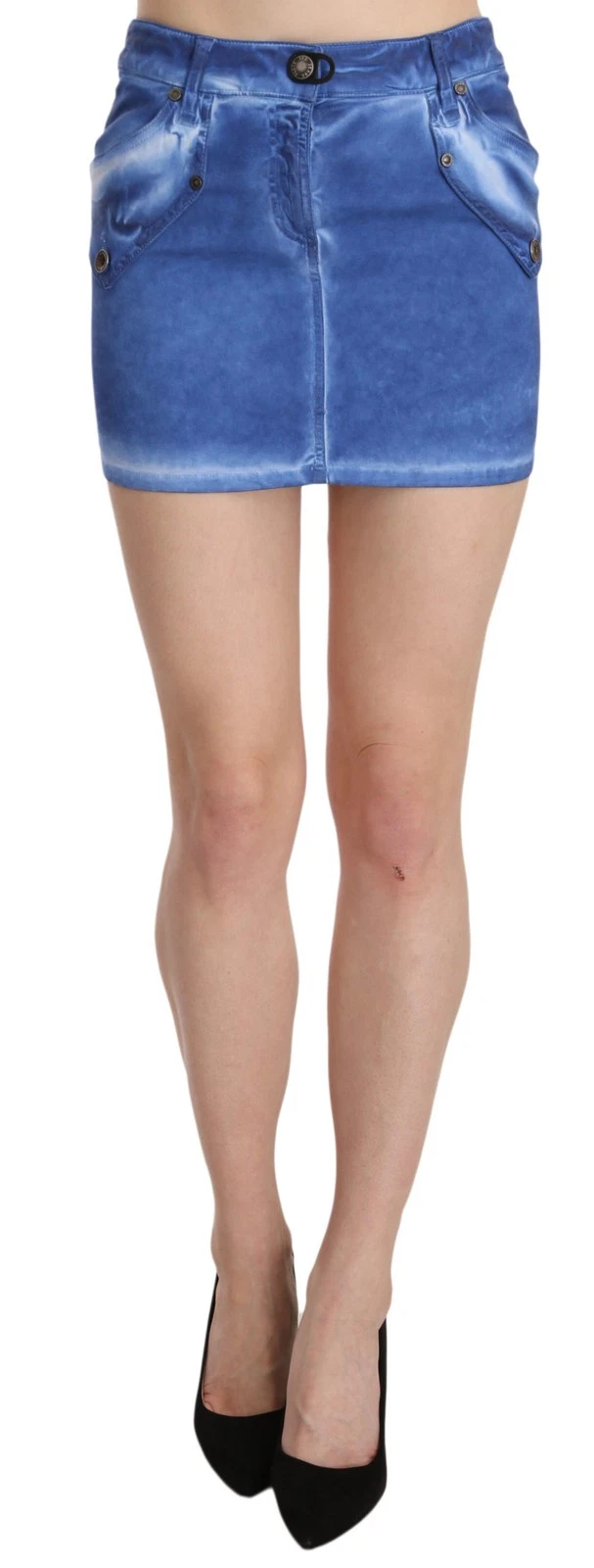 PLEIN SUD Blue Cotton Stretch Casual Mini Women's Skirt