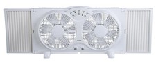 9 Inch Compact White 3 Speed Indoor Twin Window Fan with Adjustable Thermostat