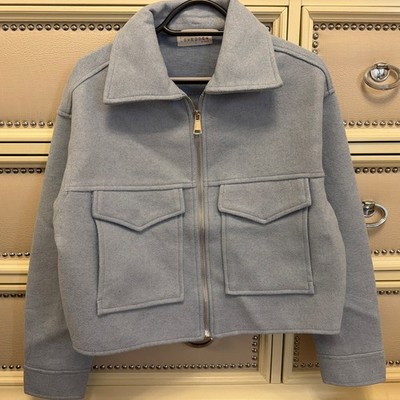 L Women s Cropped Azure Blue Cropped Shaket Jacket Small Tweed Jacket