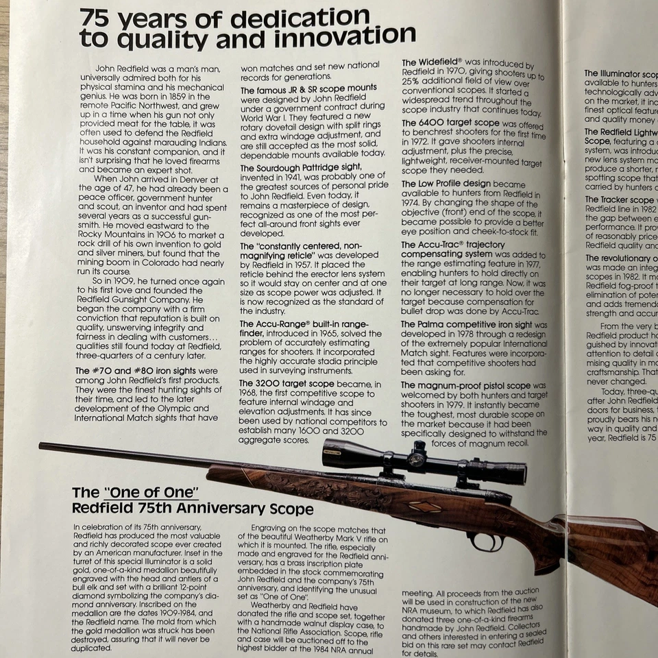 1984 REDFIELD RIFLE SCOPE AND MOUNT CATALOG, 75TH ANNIVERSARY - Image 3 of 4