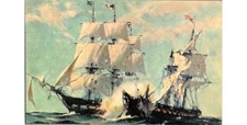 1812 Naval Battle: USS Constitution vs Java Postcard Gordon Grant Art Brazil