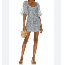 Minkpink Dahlia Ruched Mini Dress Floral Blue Multi New w/tags Size M