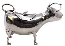 Dutch Silver Cow Creamer with Bee Motif from 20th Century