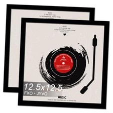Vinyl Record Frame Display for 12 inch LP with Album 12.5x12.5 2 Packs Black