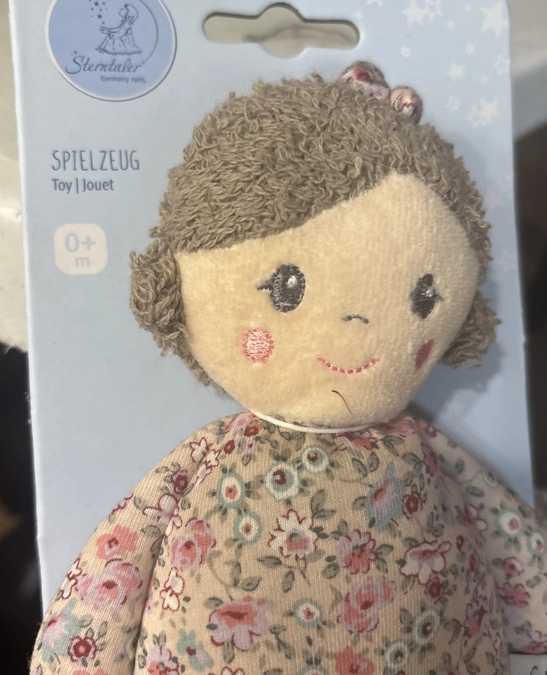 Sterntaler 6”Plush Rattle Little Girl Baby Toy Doll Made Germany - Image 3 of 4