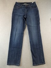 Lee Jeans Women's Sz 4 Mid Rise Straight Leg Relaxed Fit Dark Wash Normcore Cute