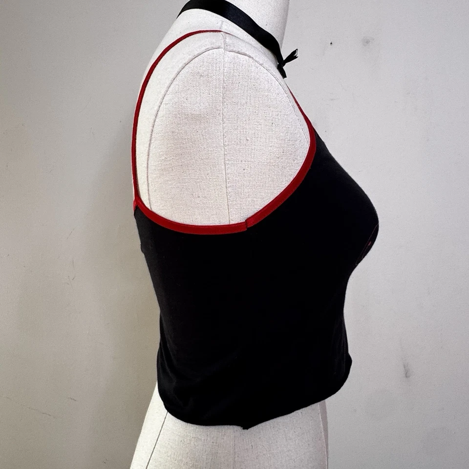 Camiseta sin mangas Y2K PEEKABOO negra roja cami bebé corte Mallgoth hada bruja gótica S Foto 3 de 4