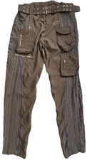 Johnny Was Cargo Pants Sz 10 Embroidered Boho Cupra Silk Feel Utility Belted