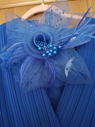 Blue Pleated Maternity Dress 14 Boohoo Midi Maxi Fit and Flare Wedding Races - Picture 3 of 15