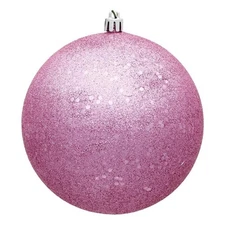 Vickerman 4.75" Plastic Ball Ornaments in Sequin Pink (Set of 4)