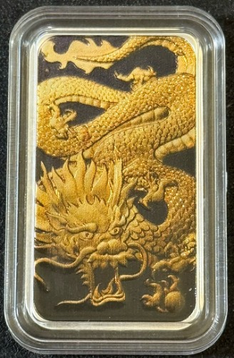 #ad 2022 1 Oz .9999 Silver Australia Perth Mint Lunar Dragon Golden Slumbers Bar $165.00