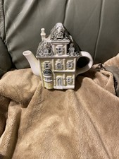 Vintage Victorian Row House Yellow & Black TEA POT - Made In Japan
