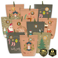 Adventskalender PapiertüTen 24 StüCk Zum BefüLlen Mit Aufkleberzahlen 1-24