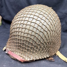 US M1 Paratrooper Helmet -Fixed Bail Front Seam - Original Helmet, Liner & Net