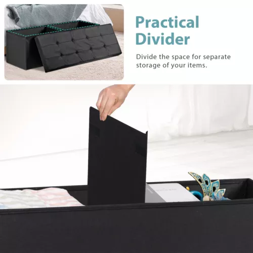 Folding Storage Ottoman Bench Foot Rest Foot Stool for Bedroom Entryway Indoor - Imagen 35 de 93